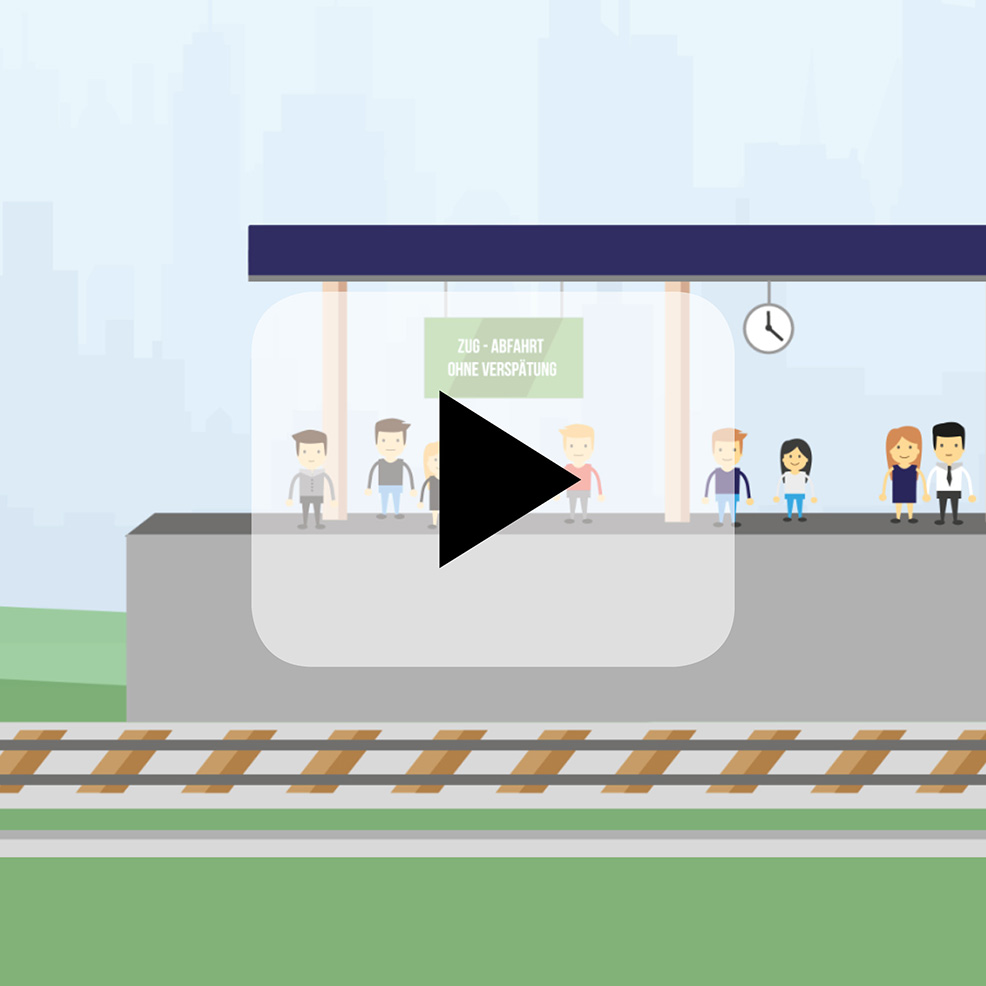 Animation mit Zügen und Gleisen